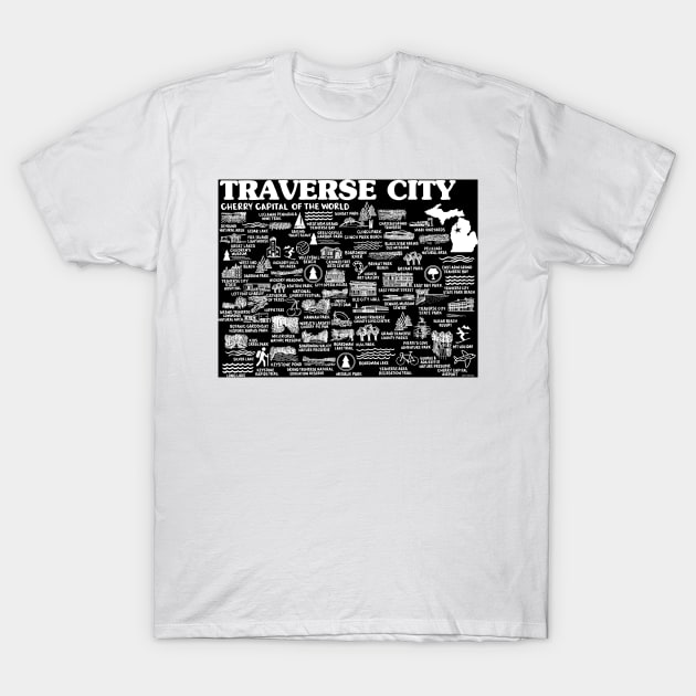 Traverse City Map T-Shirt by fiberandgloss